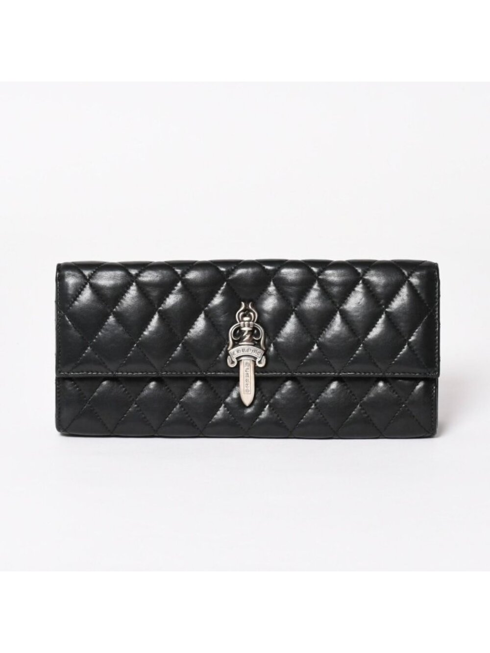 Chrome Hearts Dinner Clutch Large Dagger Matelasse Lambskin Black